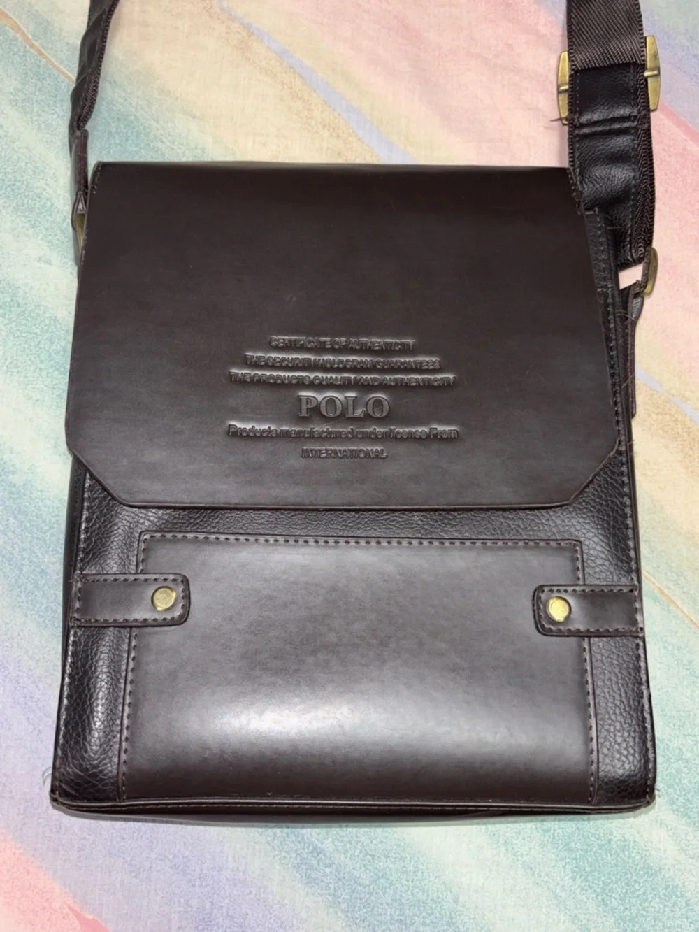 Polo International Leather Satchel Messenger Bag - Brown Crossbody